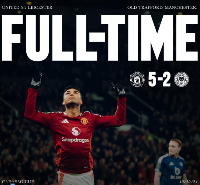 必赢-【联赛杯】曼联5比2莱斯特城，卡塞米罗B费各两球